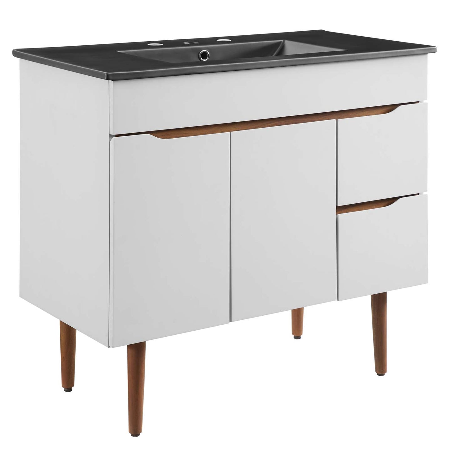 Modway Harvest 36" Mid-Century Bathroom Vanity Cabinet in Gray Black