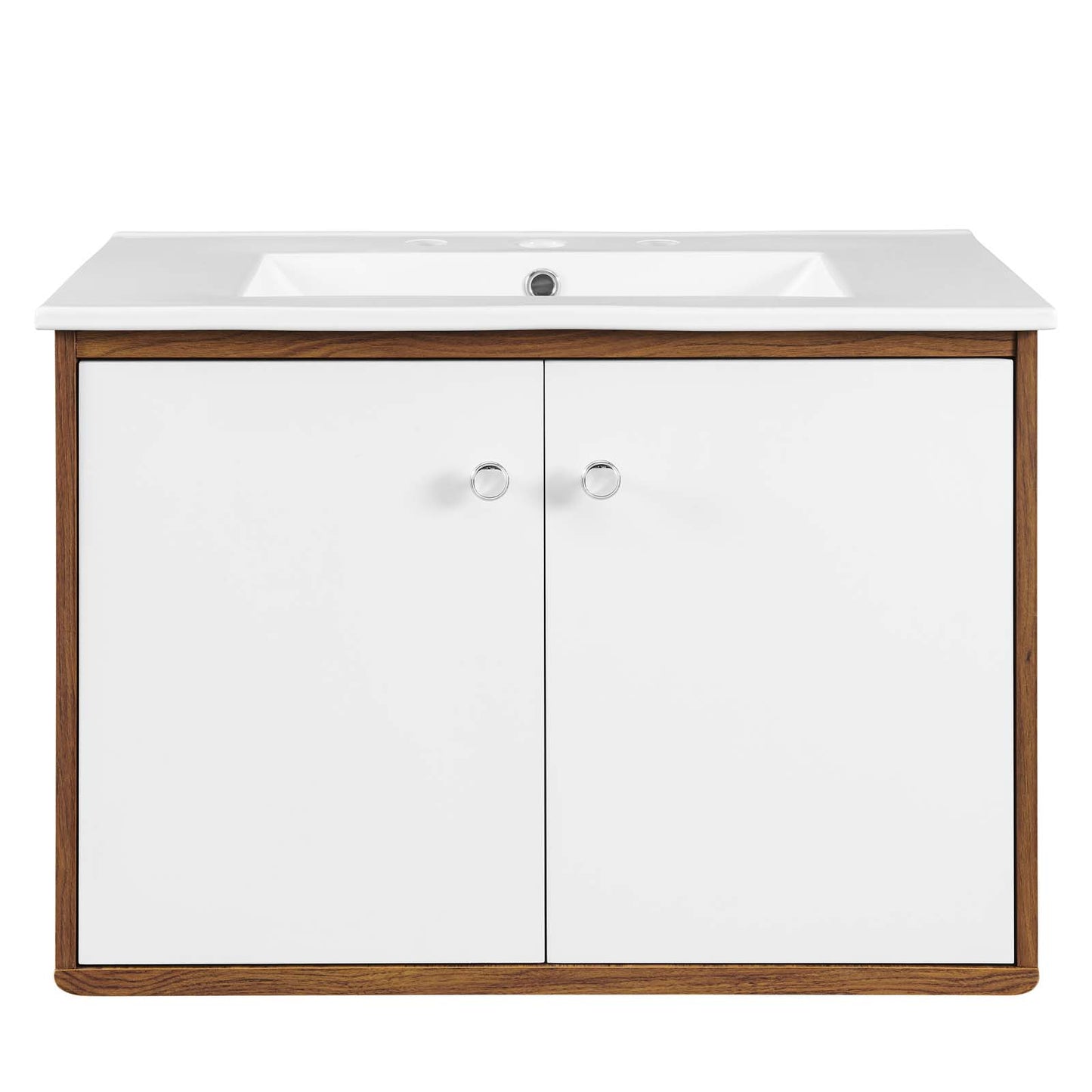 Modway Transmit 30" Wall-Mount Bathroom Vanity, Walnut White