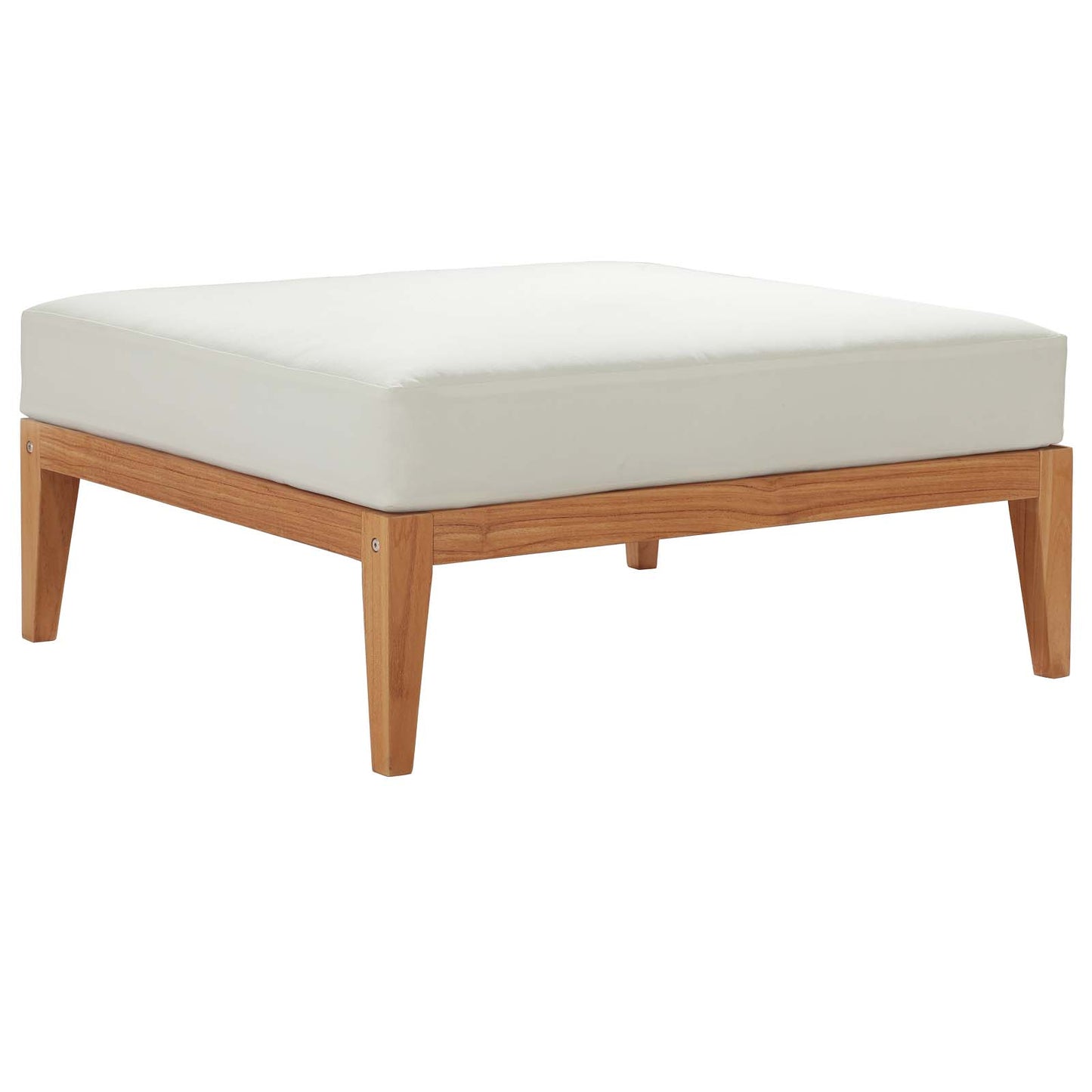 Modway EEI-3428-NAT-WHI Northlake Outdoor Patio Premium Grade A Teak Ottoman With Sunproof Cushion, Natural White