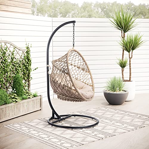 Zuo Modern - Las Palmas Hanging Chair Natural - Modern - Seating - Steel, 100% Polyurethane, Foam, 100% Olefin, Marble - Outdoor - 76.8in Height