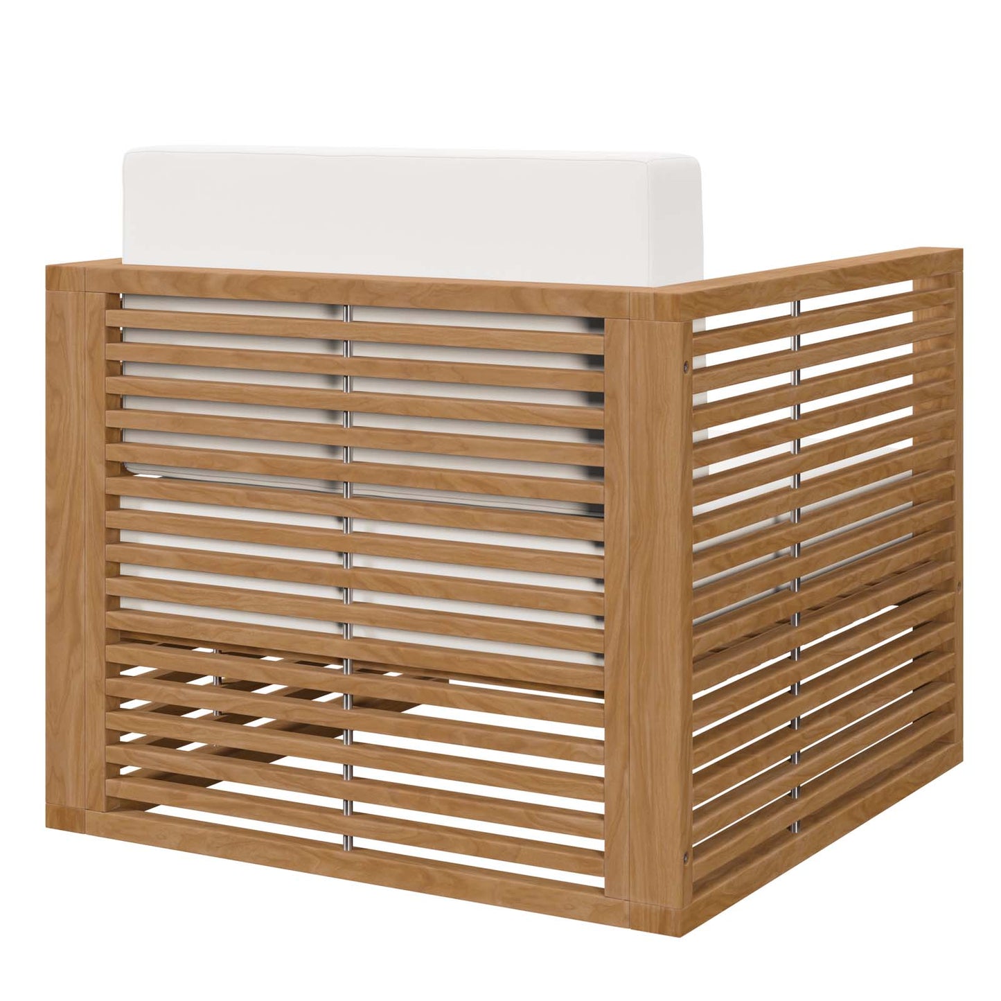 Modway Natural Carlsbad Teak Wood Outdoor Patio Armchair EEI-5606-NAT-WHI