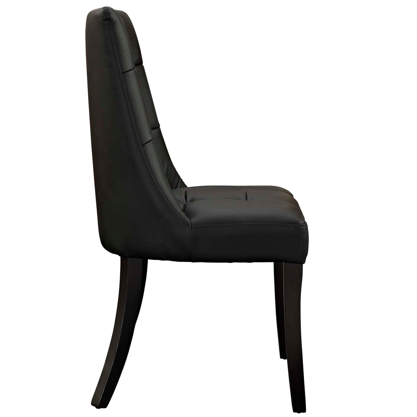 Modway Noblesse Modern Tufted Vegan Leather Upholstered Four Kitchen and Dining Room Chairs in Black