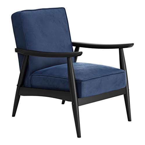 Zuo Modern - Rocky Velvet Arm Chair Blue - Modern - Seating - Rubber Wood, Foam, 100% Polyester - Indoor - 32.9in Height