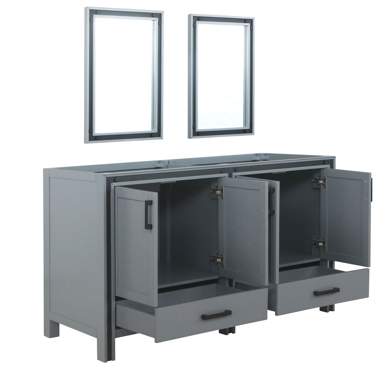 Ziva 60" Dark Grey Double Vanity, no Top and 22" Mirrors