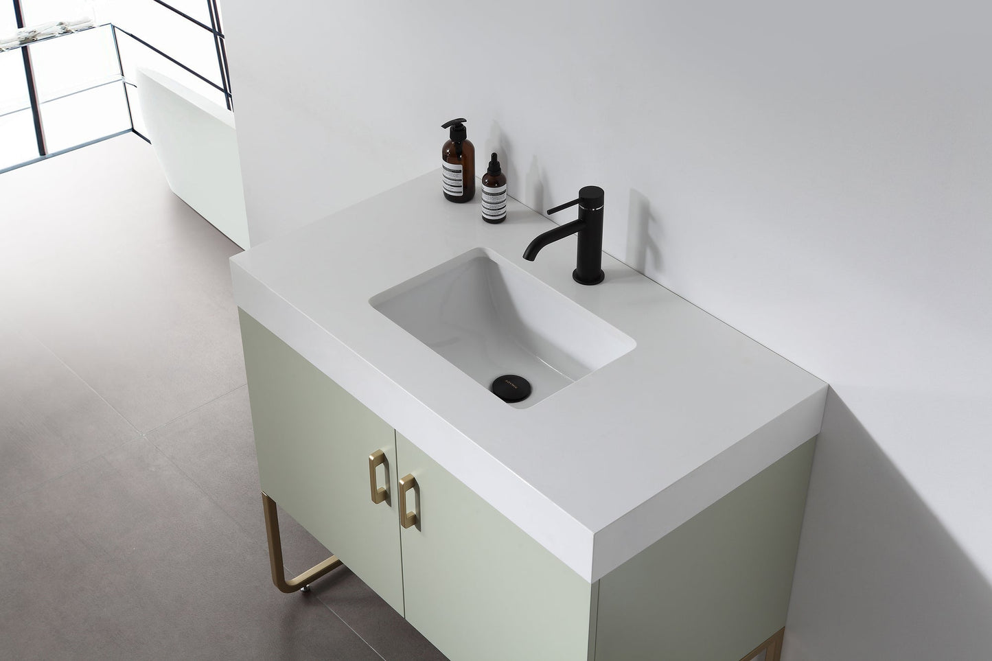 VEEMON 36” PINE MIST DUAL MOUNT MODERN BATHROOM VANITY