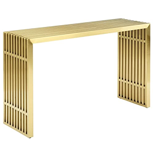 Modway Gridiron Contemporary Modern Stainless Steel Console Table