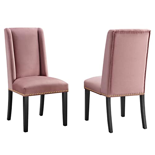 Modway Baron Velvet Set of 2 Dining Chairs with Dusty Rose Finish EEI-5012-DUS