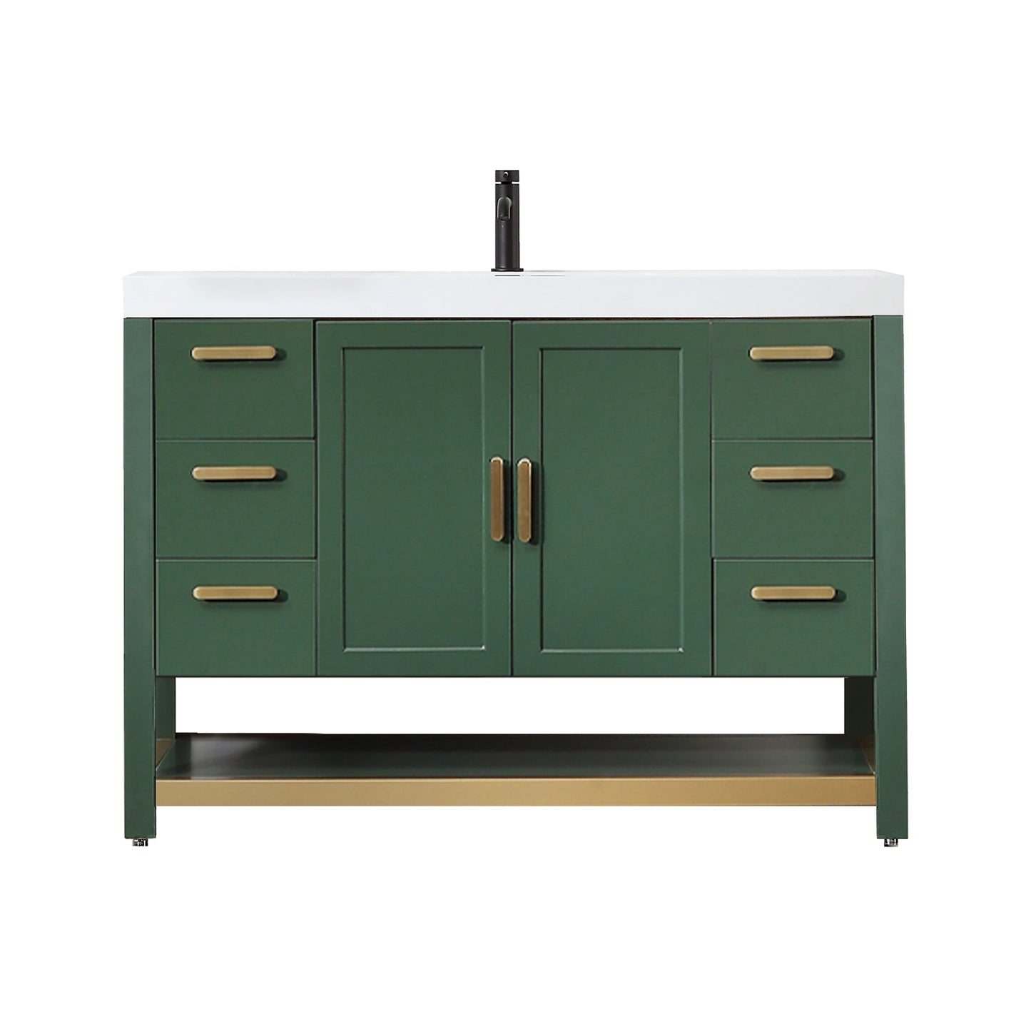 WINCHESTER 48” FOREST GREEN FREESTANDING MODERN BATHROOM VANITY (WHITE COUNTERTOP)