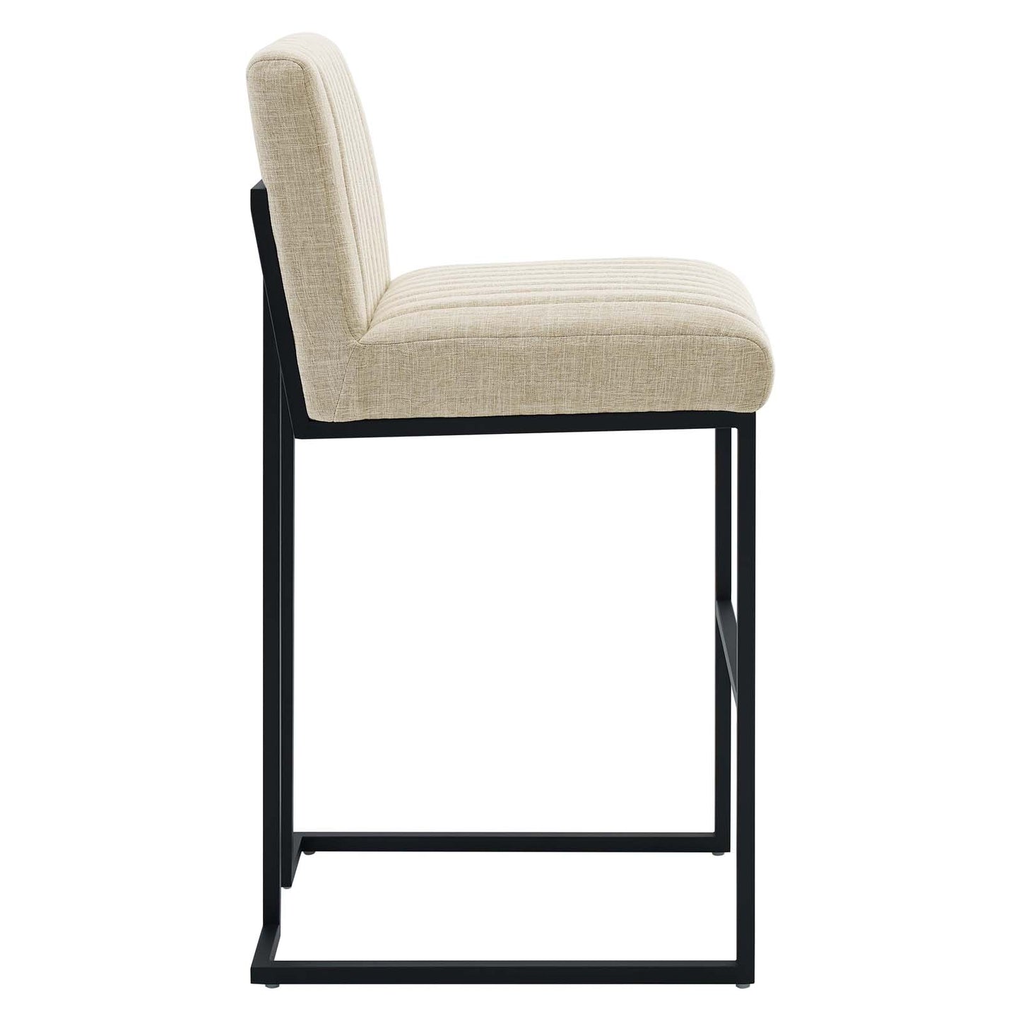 Modway Indulge Channel Tufted Fabric Bar Stool in Beige