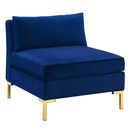 Modway Ardent Performance Velvet Upholstered Armless Sectional Chair in Navy