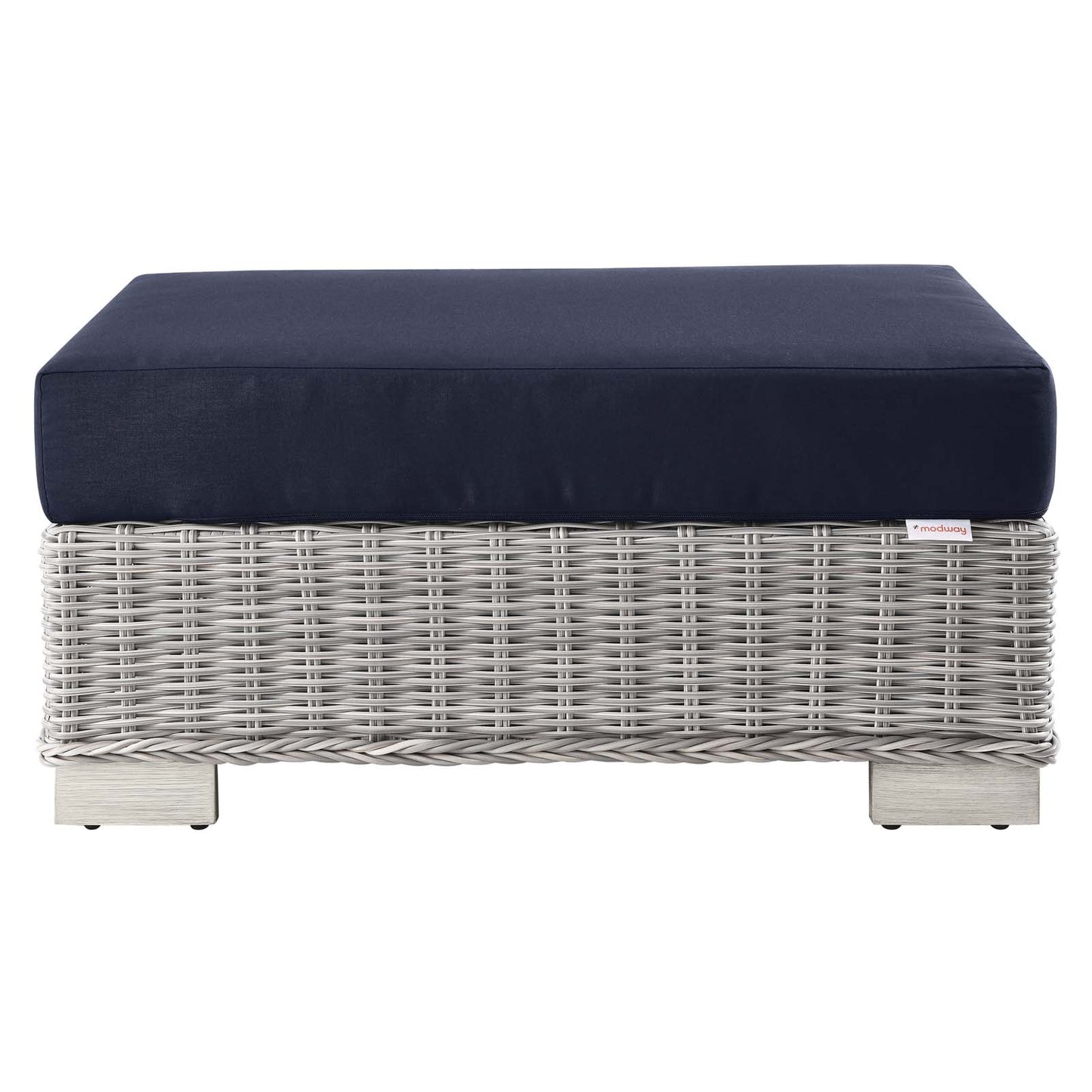 Modway EEI-4839-LGR-NAV Conway Patio Ottoman, Light Gray Navy