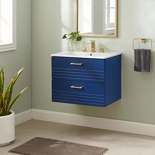 Modway Daybreak 24" Wall-Mount Bathroom Vanity in Blue White