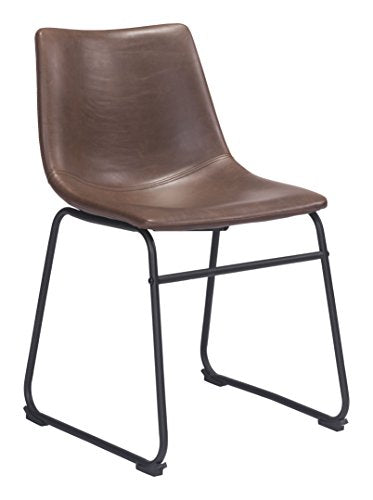 Zuo Modern Smart Dining Chair Set Steel, Plywood, Foam, Faux Leather Vintage Espresso, Black Indoor Weight Capacity 330 lbs Dimensions: 18.7" W x 21.3" D x 31.3" H Pack of 2