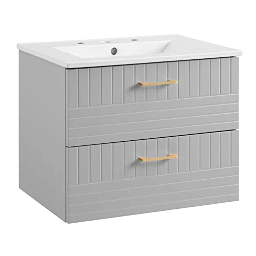 Modway Daybreak 24" Wall-Mount Bathroom Vanity in Light Gray White