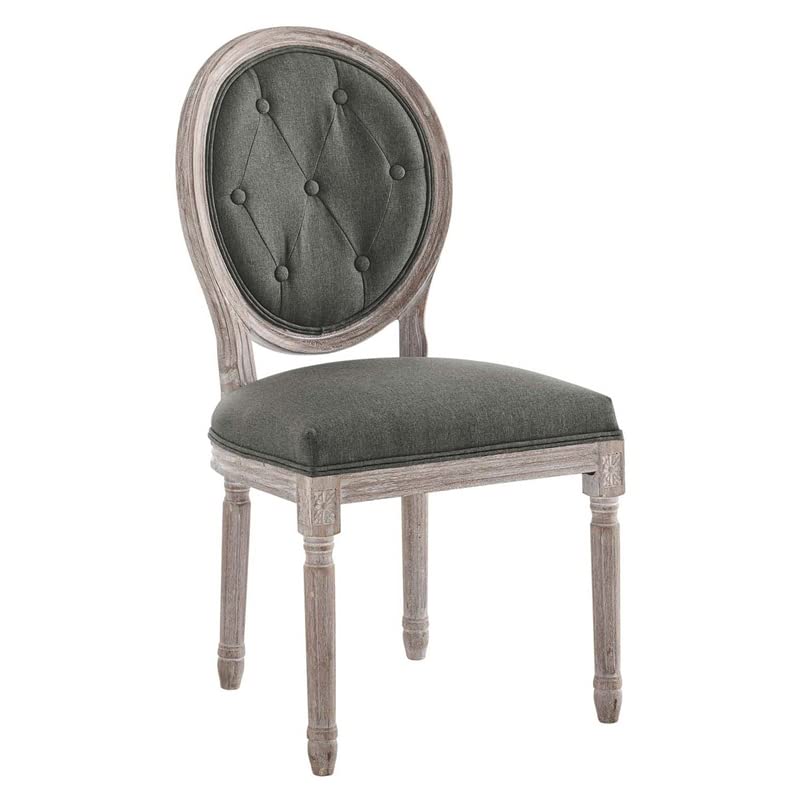 Modway Arise French Vintage Upholstered Fabric Dining Chair in Natural Gray