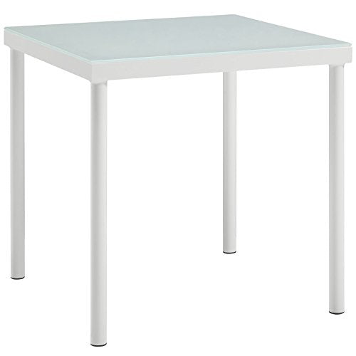 Modway EEI-2604-WHI MO-EEI-2604-WHI Harmony Outdoor Patio Aluminum with Tempered Glass, Side Table, White