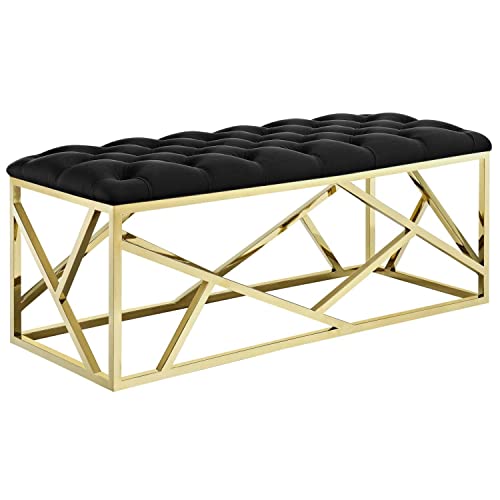 Modway Intersperse Button-Tufted Contemporary Modern Bench with Metallic