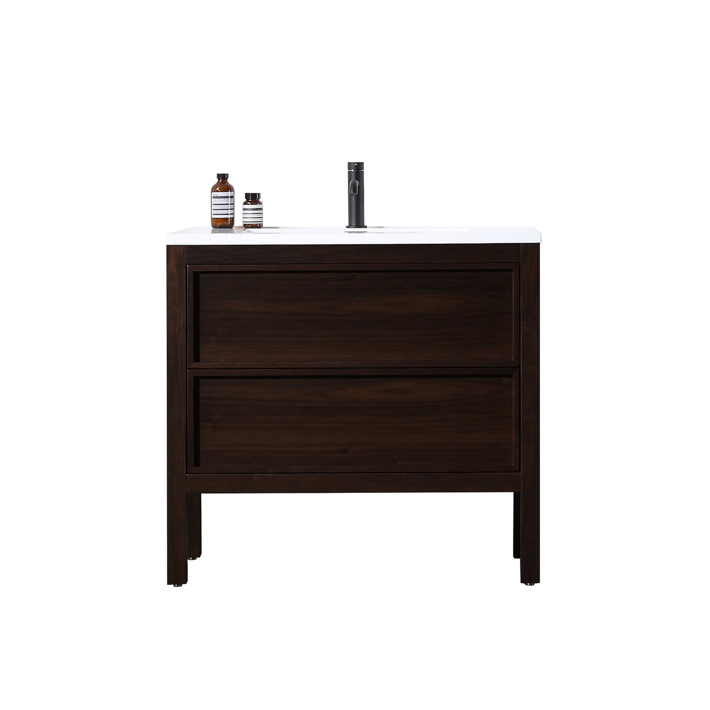 ANNECY 36” DARK WALNUT FREESTANDING MODERN BATHROOM VANITY