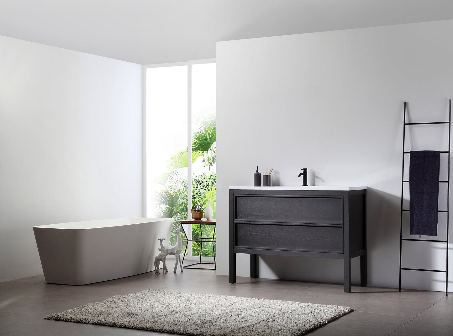 ANNECY 48” CHARCOAL OAK FREESTANDING MODERN BATHROOM VANITY