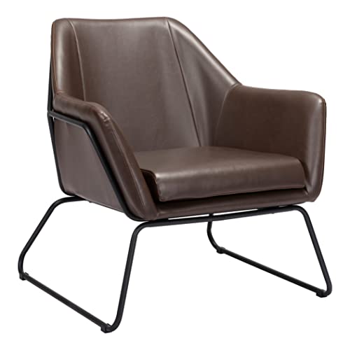 Zuo Modern - Jose Accent Chair Brown - Modern - Seating - Steel, Plywood, Foam, 100% Polyurethane - Indoor - 30.3in Height