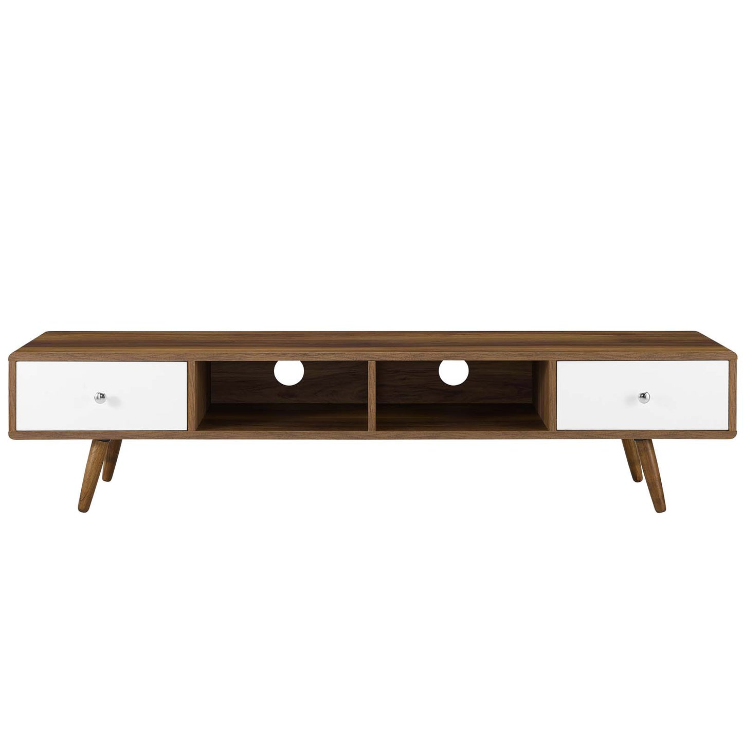 Modway Transmit 70" Media Console Wood TV Stand, 70 Inch, Walnut White