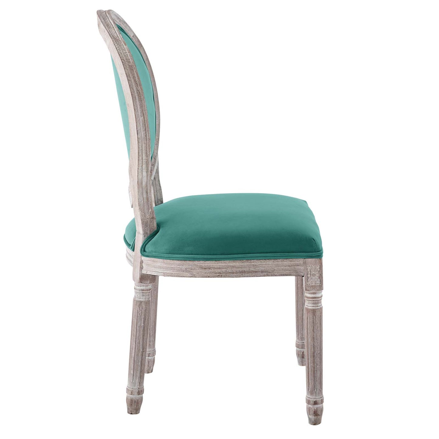 Modway Emanate French Vintage Performance Velvet Dining Chair in Natural Teal