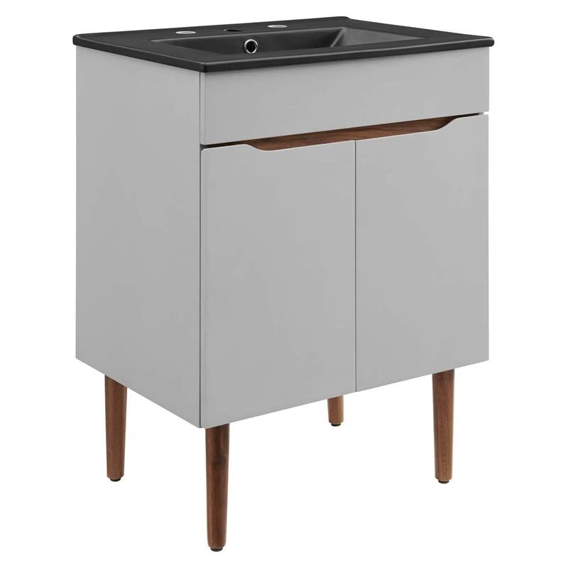 Modway Harvest 24" Mid-Century Bathroom Vanity Cabinet in Gray Black