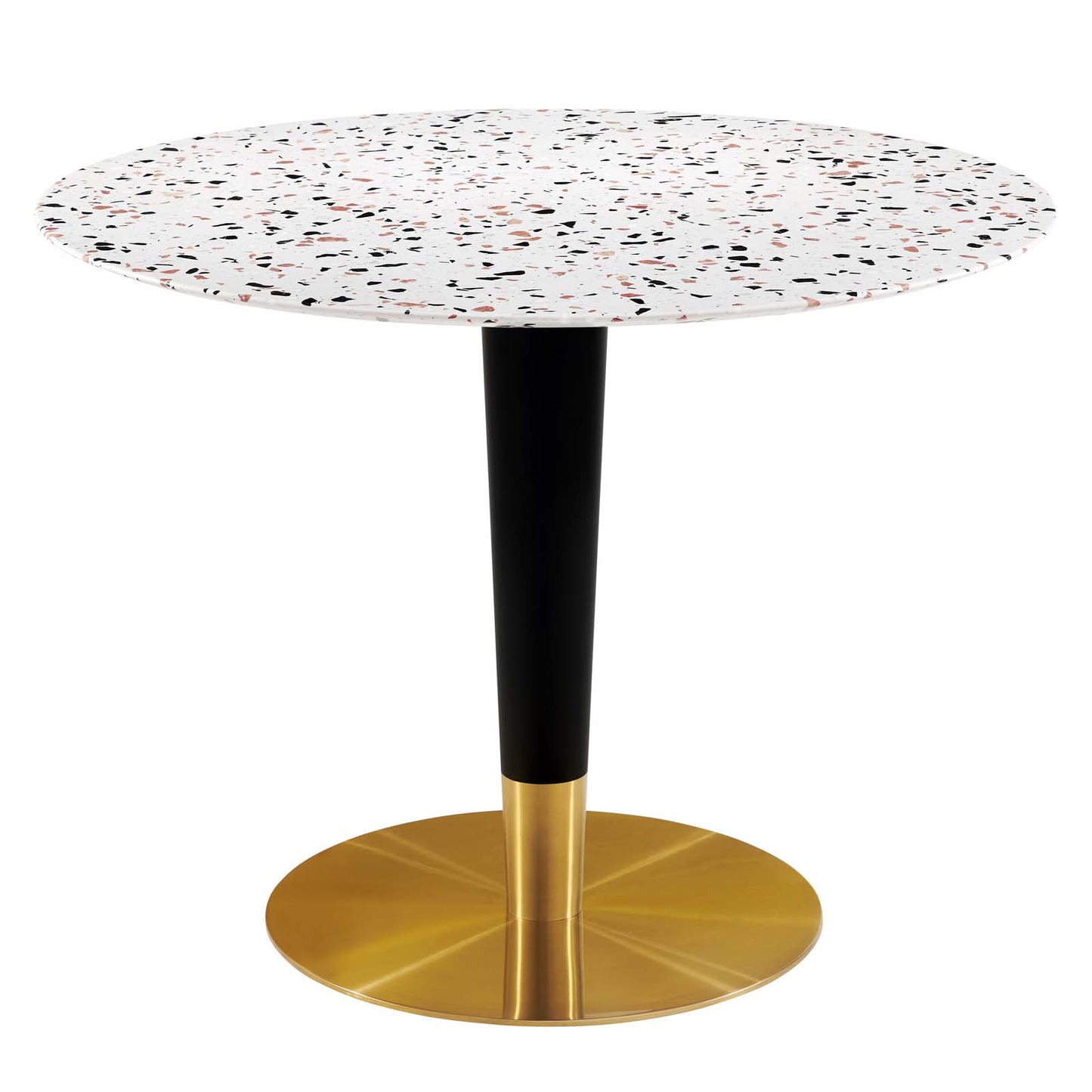 Modway Gold and White Zinque Round Terrazzo Dining Table EEI-5727-GLD-WHI