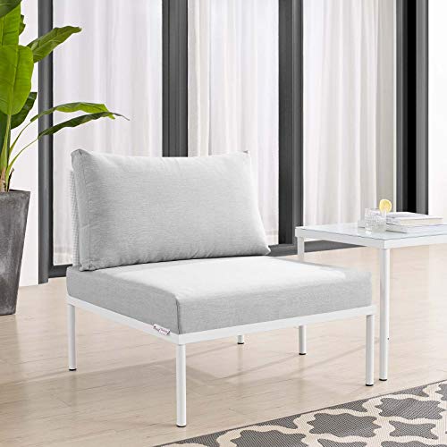 Modway EEI-4959-WHI-GRY Harmony Sunbrella White Gray Outdoor Patio Aluminum Armless Chair