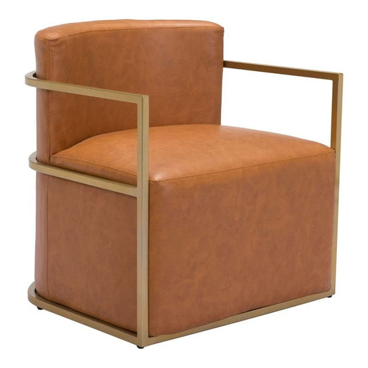 Zuo Modern - Xander Accent Chair Brown - Modern - Seating - Metal, Foam, 100% Polyurethane - Indoor - 28.3in Height