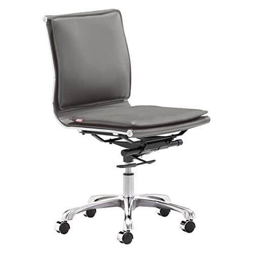 Zuo Modern - Lider Plus Armless Office Chair Gray - Modern - Seating - Steel, Aluminum, Foam, 100% Polyurethane - Indoor - 39.4in Height