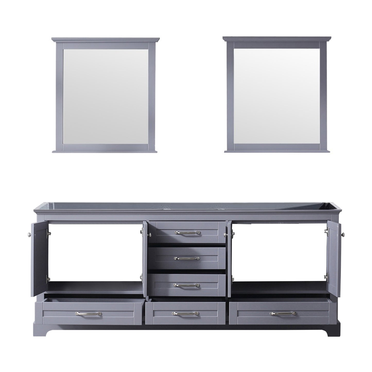 Dukes 80" Dark Grey Double Vanity, no Top and 30" Mirrors