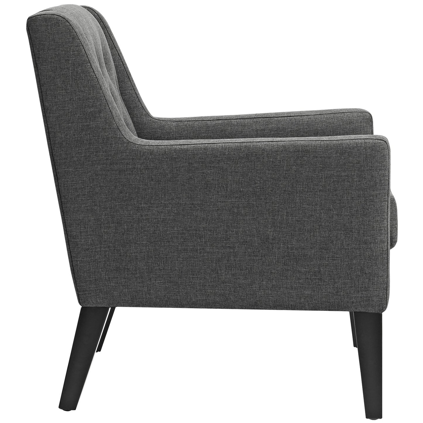 Modway Earnest Button Tufted Mid-Century Modern Accent Arm Lounge Chair in Gray