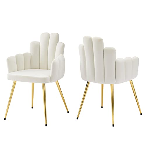 Modway Viceroy Velvet Set of 2 Dining Chair with Gold White EEI-4679-GLD-WHI