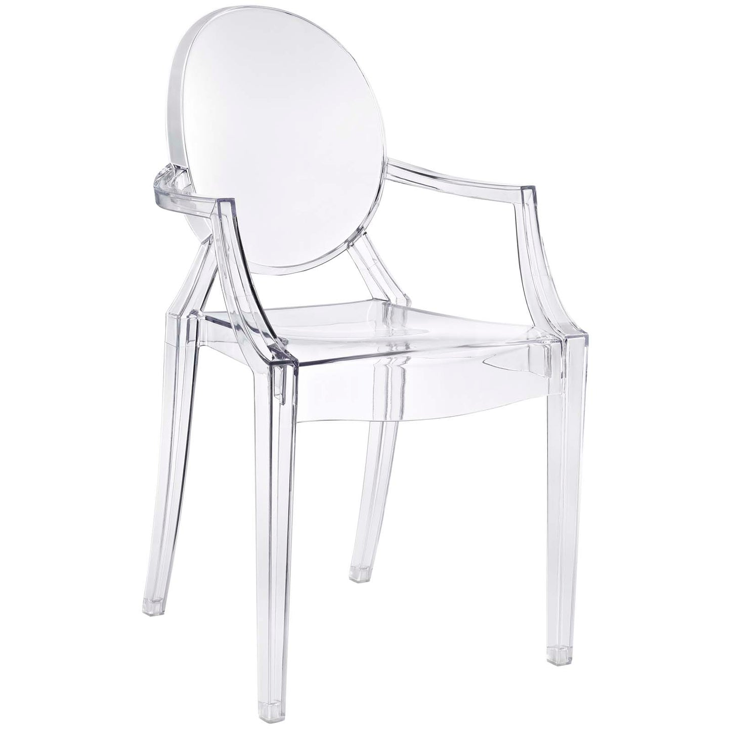 Modway Casper Modern Acrylic Stacking Kitchen and Dining Room Arm Chair in Clear - Fully Assembled