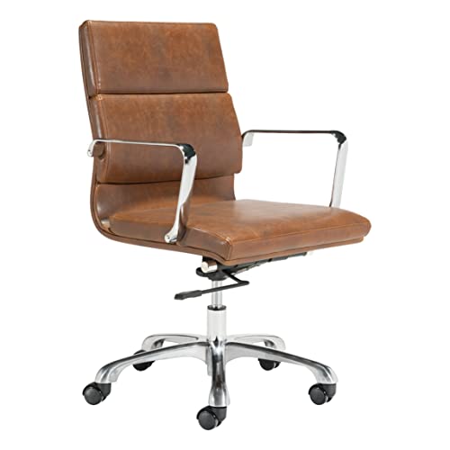 Zuo Modern - Ithaca Office Chair Vintage Brown - Modern - Seating - Steel, Aluminum, Foam, 100% Polyurethane - Indoor - 38.2in Height