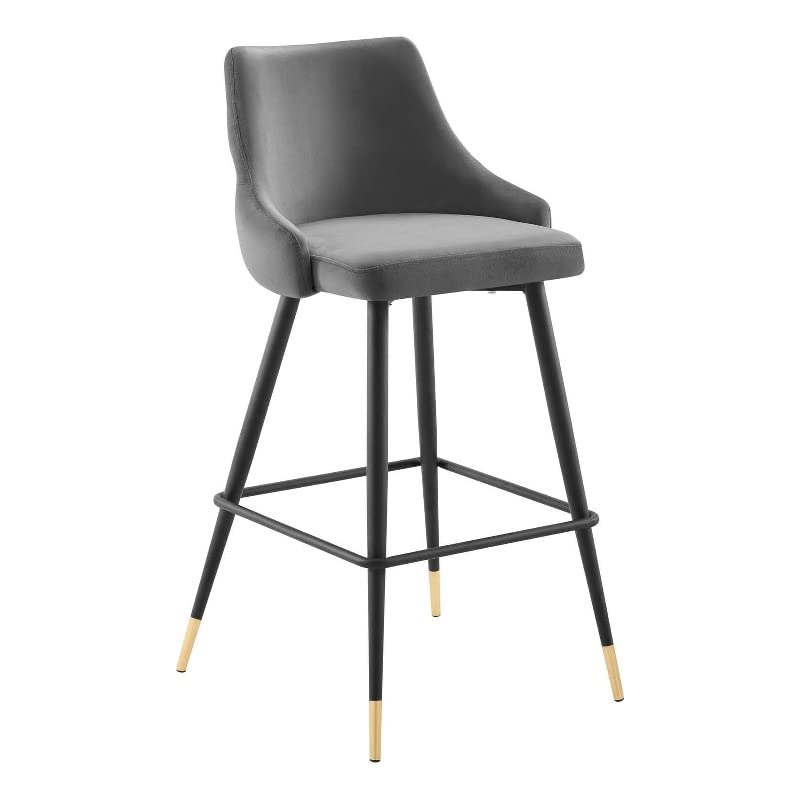 Modway Adorn Tufted Performance Velvet Bar Stool in Gray