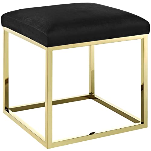 Modway EEI-2851-GLD-GRY Anticipate Velvet Fabric Upholstered Contemporary Modern Bench with Stainless Steel Frame, Gold Gray