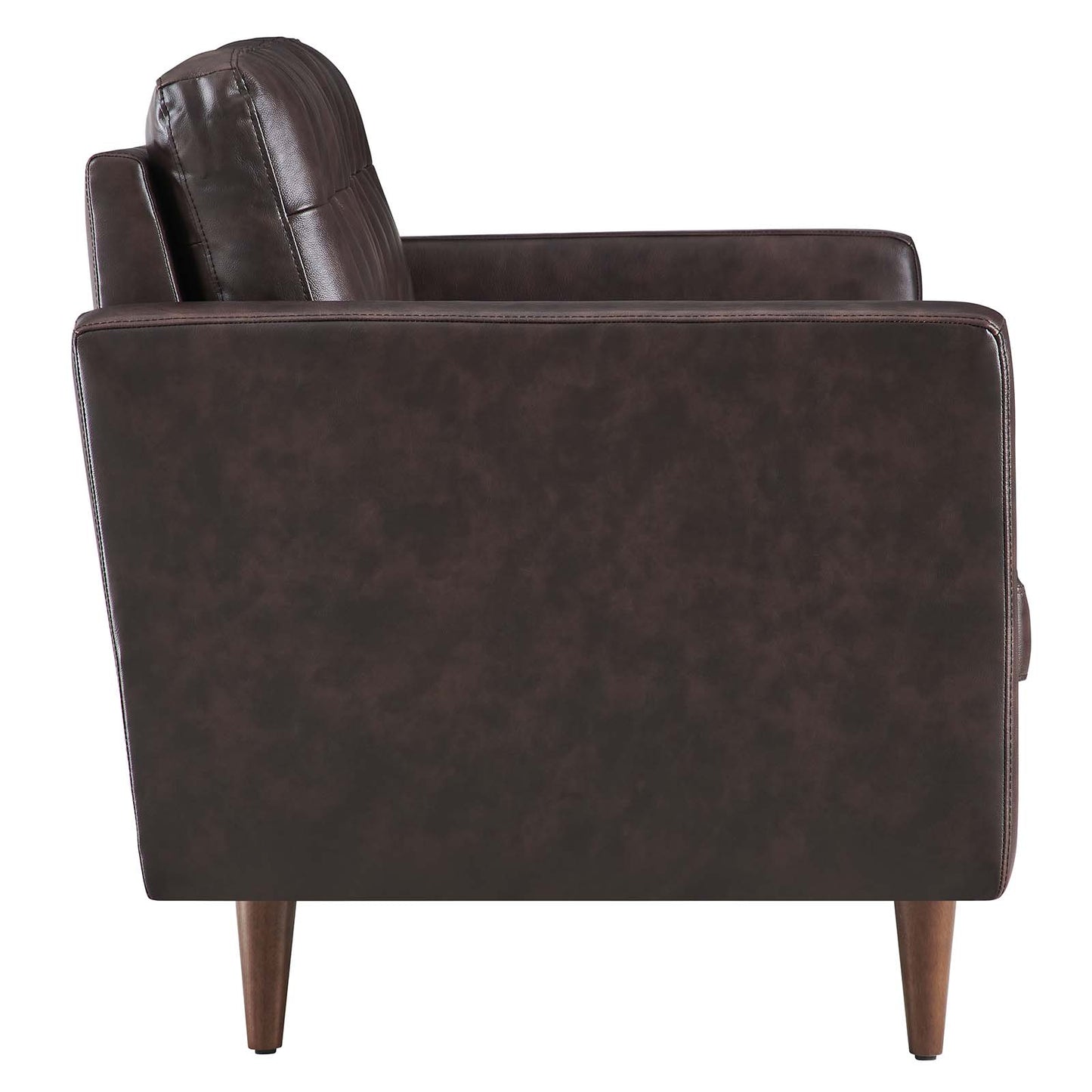 Modway Exalt Vegan Leather Tufted Loveseat in Brown