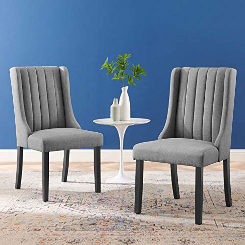 Modway Renew Fabric Parsons Dining Chairs in Light Gray-Set of 2