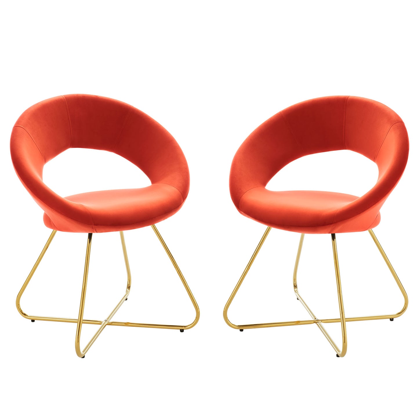 Modway Nouvelle Set of 2 Dining Chair in Gold Orange Finish EEI-4681-GLD-ORA