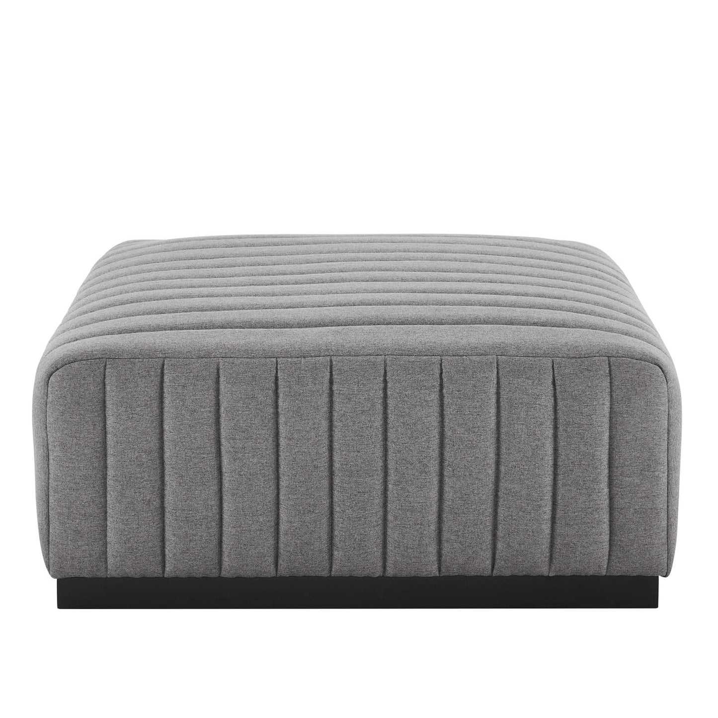 Modway Conjure Channel Tufted Upholstered Fabric Ottoman EEI-5501-BLK-LGR