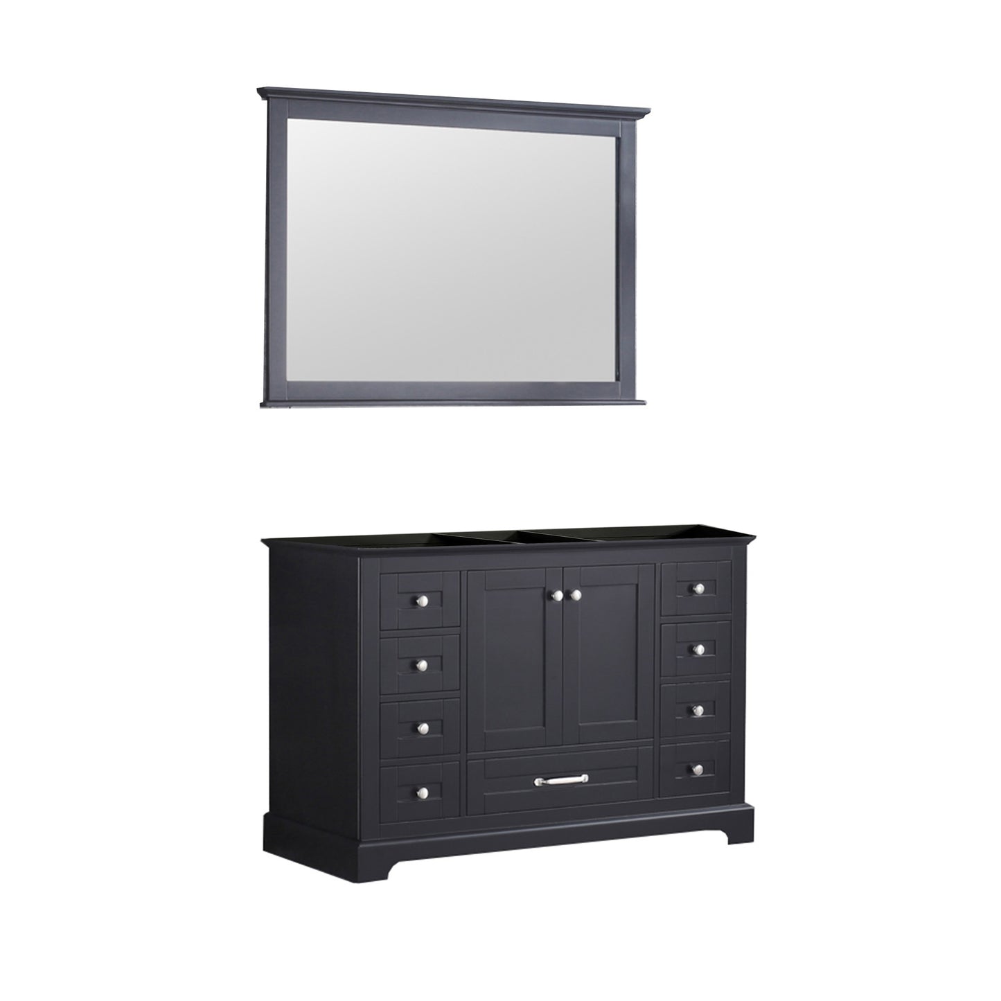 Dukes 48" Espresso Single Vanity, no Top and 46" Mirror