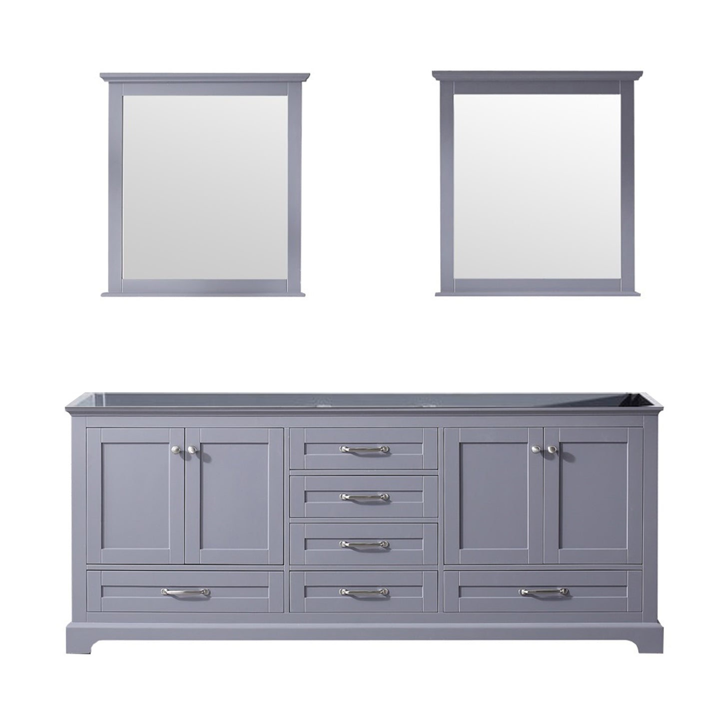 Dukes 80" Dark Grey Double Vanity, no Top and 30" Mirrors