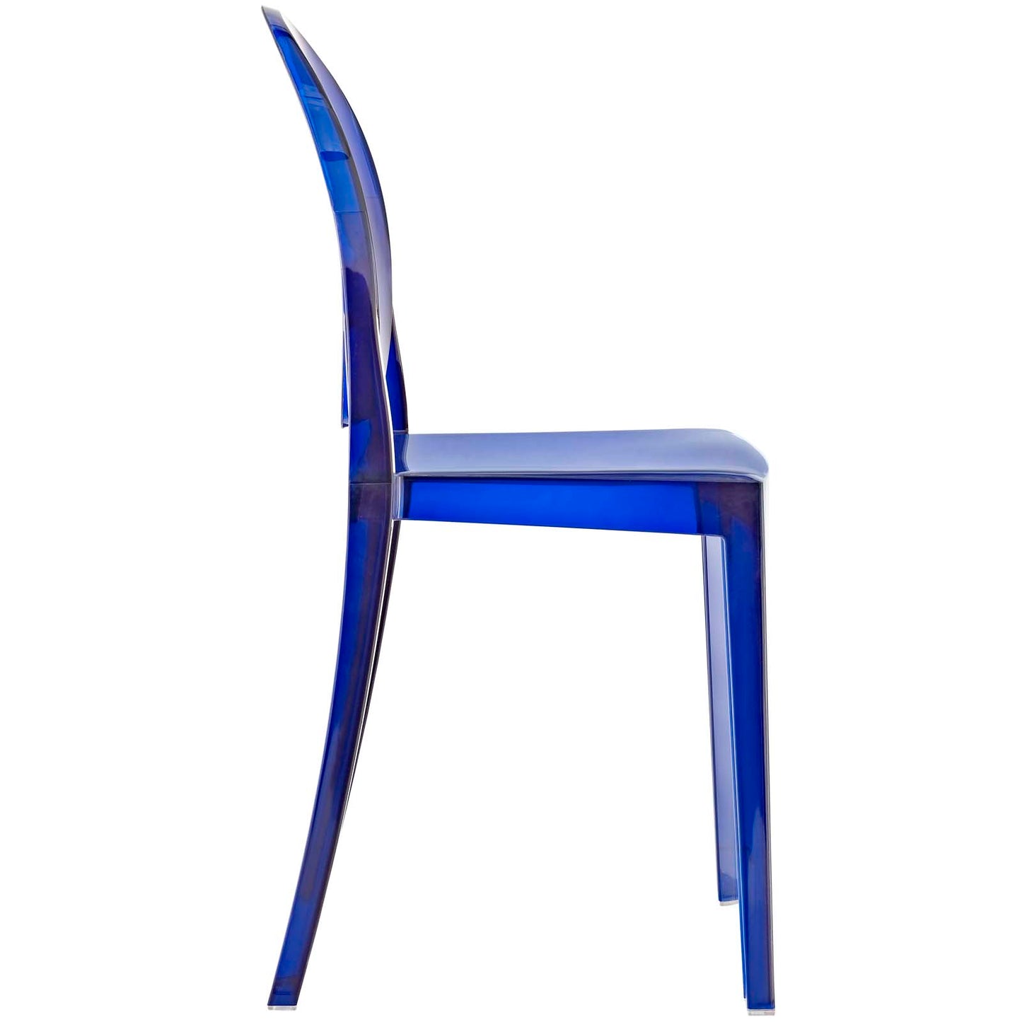 Modway Casper Modern Acrylic Stacking Four Dining Armchairs in Blue