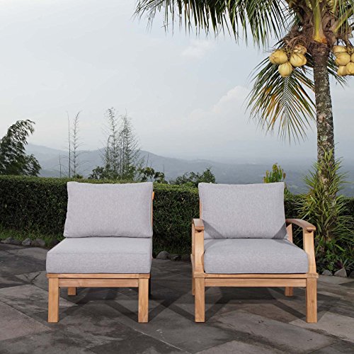 Modway EEI-1823-NAT-GRY-SET Marina Premium Grade A Teak Wood Outdoor Patio Furniture Set, 2 Piece, Natural Gray