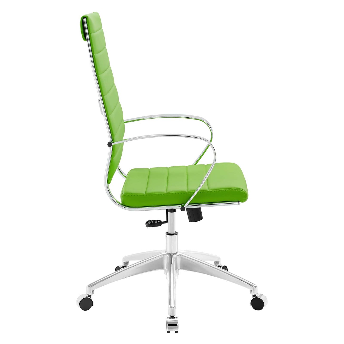 Modway Jive High Back Ribbed Faux Leather Office Swivel Chair in Bright Green