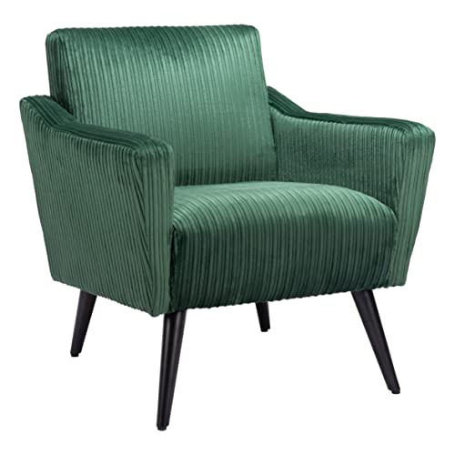 Zuo Modern - Bastille Accent Chair Green - Modern - Seating - Rubber Wood, Plywood, Foam, 100% Polyester - Indoor - 32.3in Height