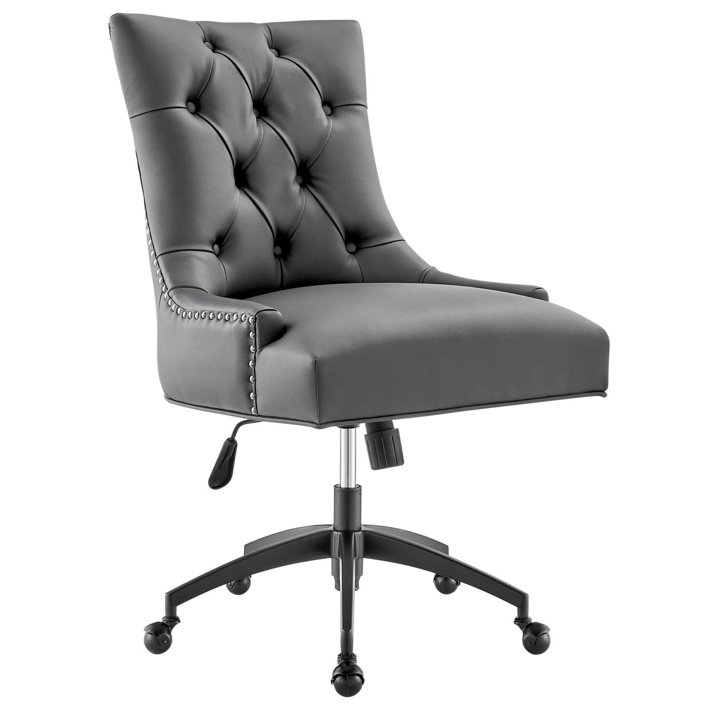 Modway Regent Tufted Vegan Leather Swivel Office Chair in Black Gray