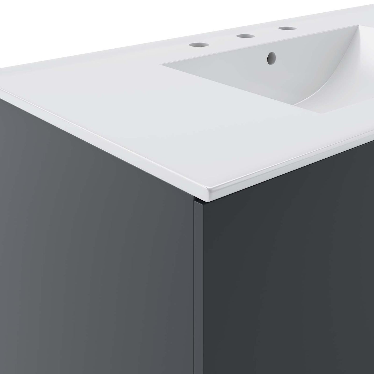 Modway Vitality 36" Wall-Mount Bathroom Vanity in Gray White